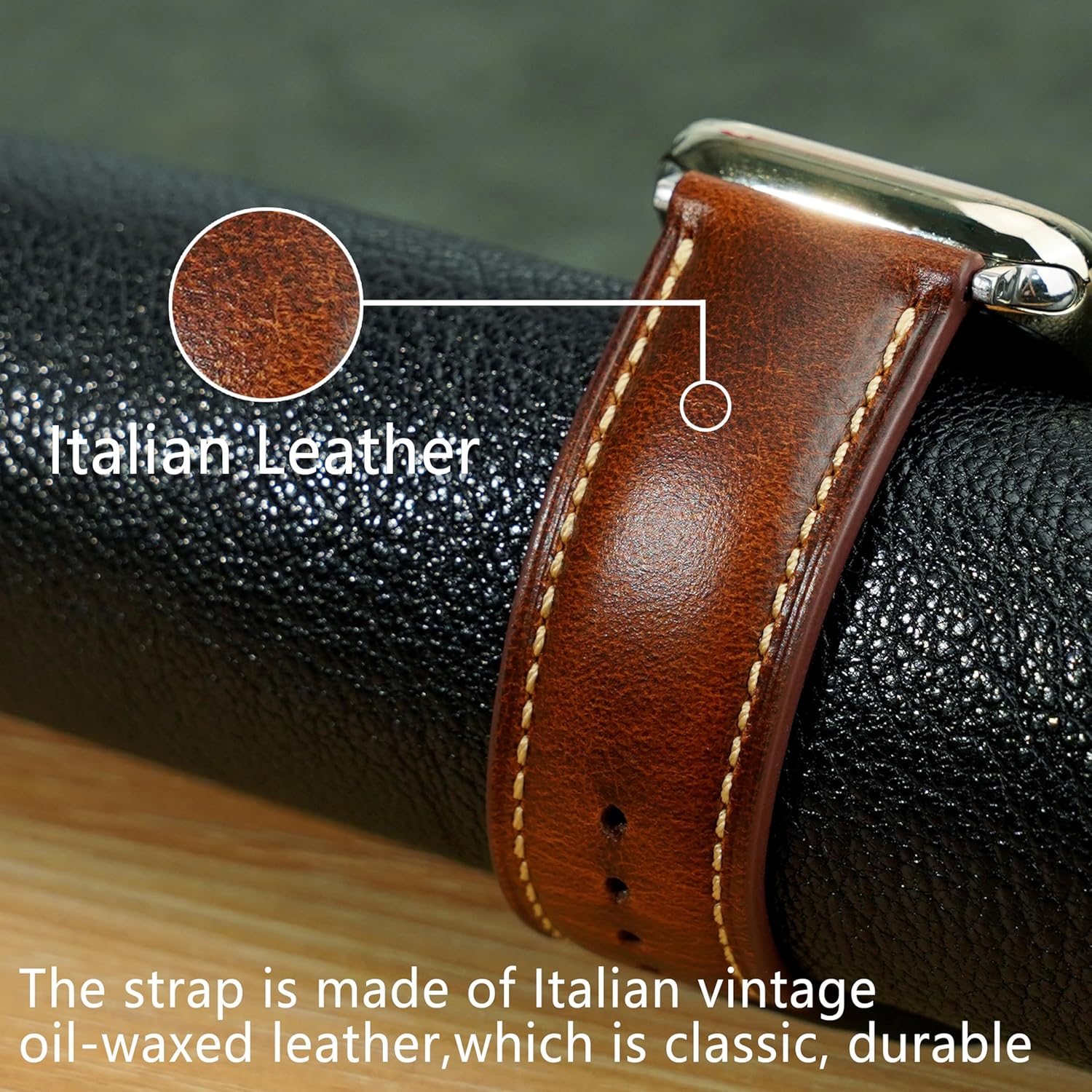 Vintage Leather Bands Compatible with Apple Watch Band 38mm 40mm 41mm 44mm 45mm 46mm 49mm,Wax Oil-tanned Leather Strap for Men Women iWatch Ultra 3/2/1 SE SE2 SE3 Series 11 10 9 8 7 6 5 4 3 2 1