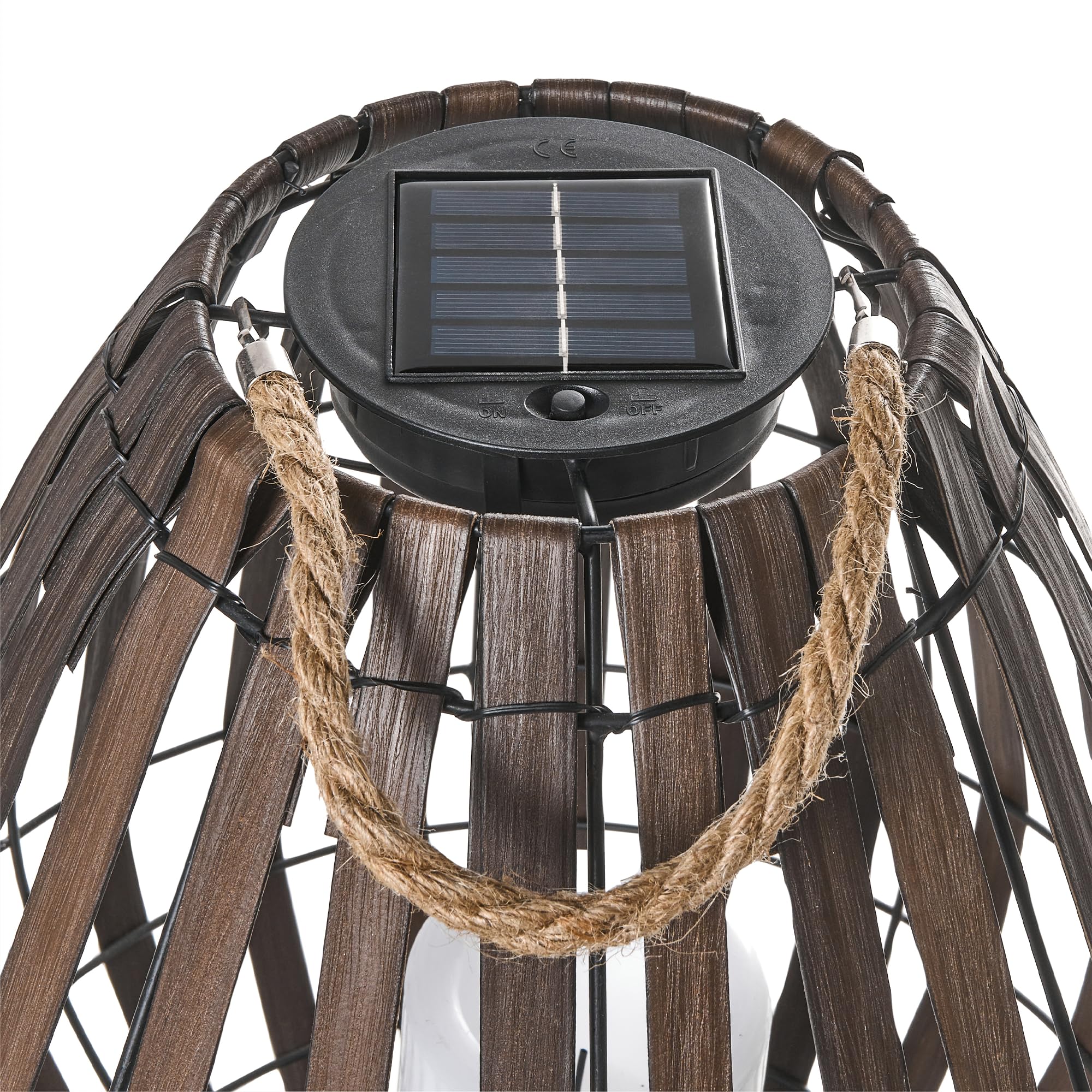 Dekoracyjny lampion solarny energooszczędne wiszące lub stojące materiał syntetyczny ciemnobrązowy Lufupa