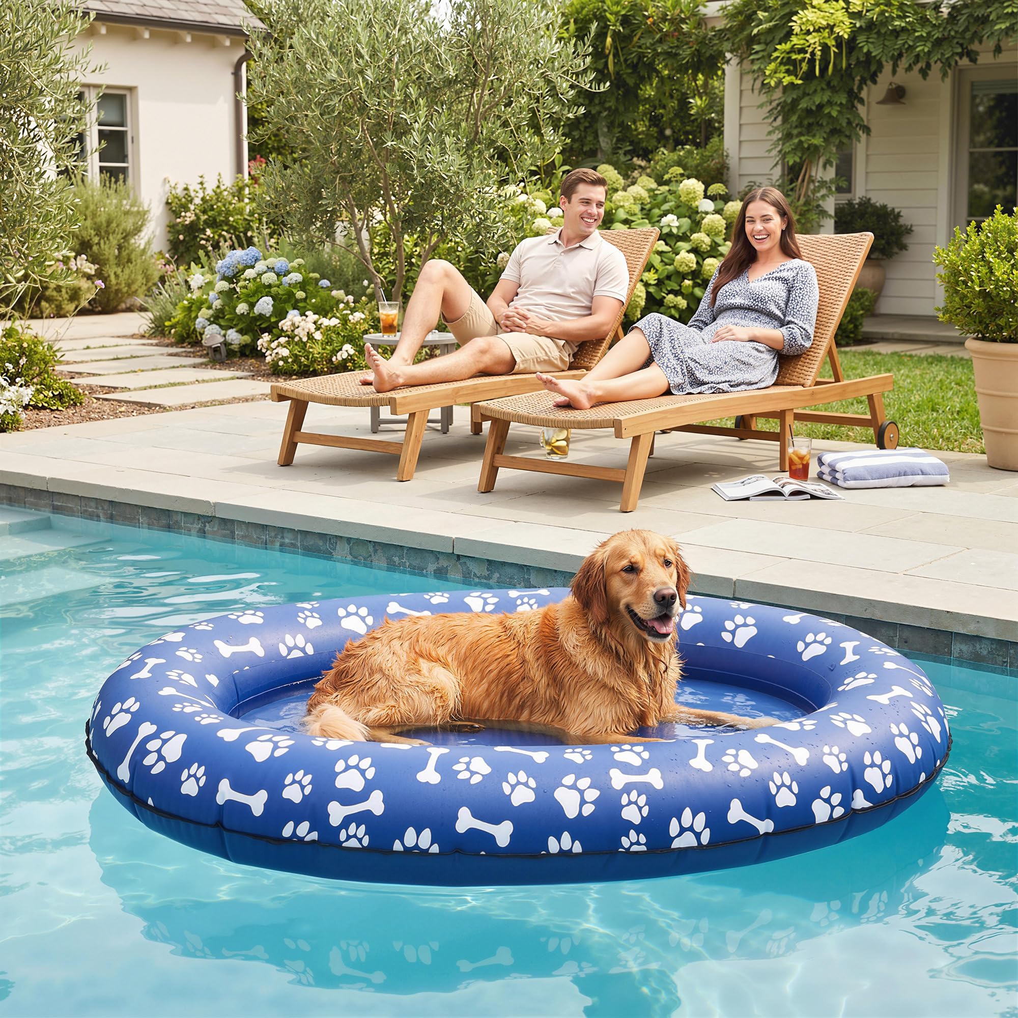 PawHut Canot gonflable pour chien 40kg 155x104x25cm Bleu