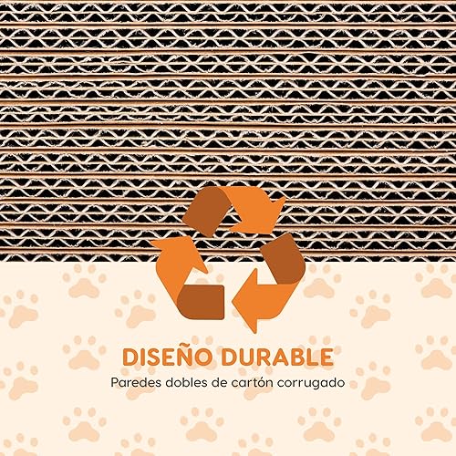 Miniatura 8 de Polipets Rascador para gatos en forma de casa de doble piso, almohadilla para rascar hecha de cartón corrugado reciclable, juguete afilador de