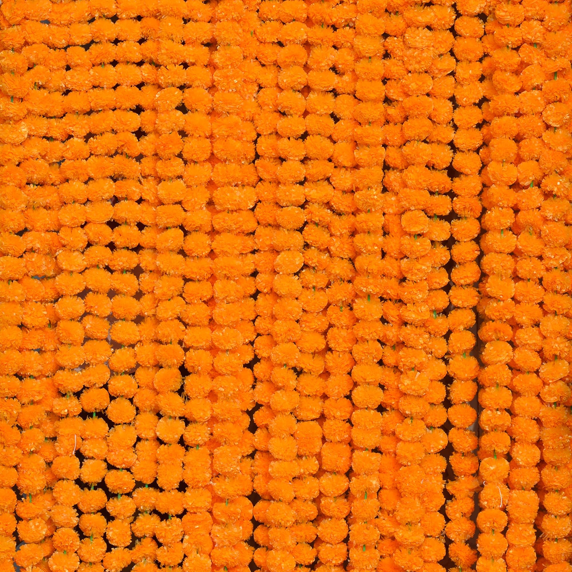 DIYANA IMPEX Marigold Garland for Decoration 5 feet Long Strands Artificial Marigold Flowers, Indian Décor for Pooja, Wedding Christmas, Events (Orange, 5)