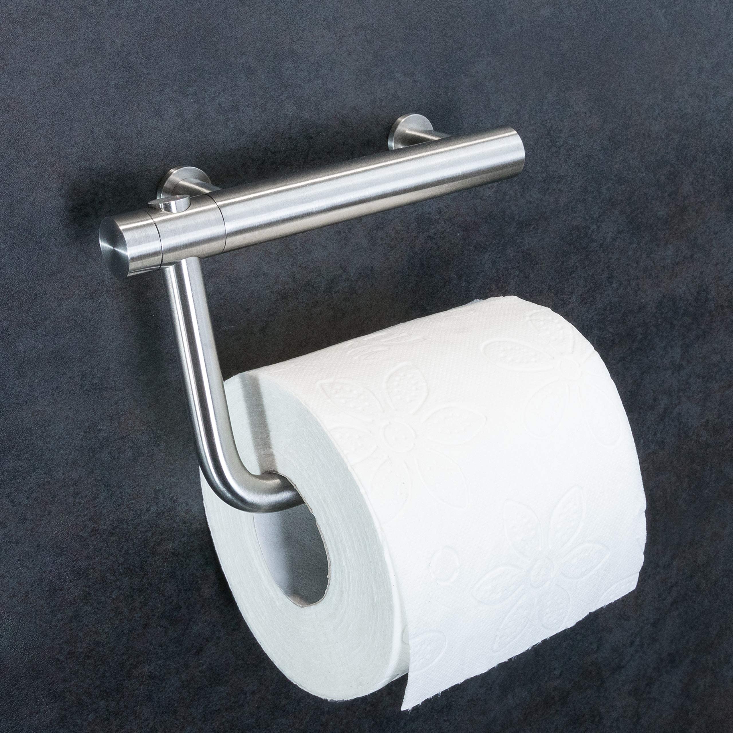 PHOS Edelstahl Design, TPH4, uchwyt na papier toaletowy w całości wykonany ze stali nierdzewnej, szczotkowany, szerokość 16 cm, 100% Made in Germany, uchwyt na papier toaletowy, uchwyt na papier toaletowy, uchwyt na papier toaletowy, uchwyt na papier toal