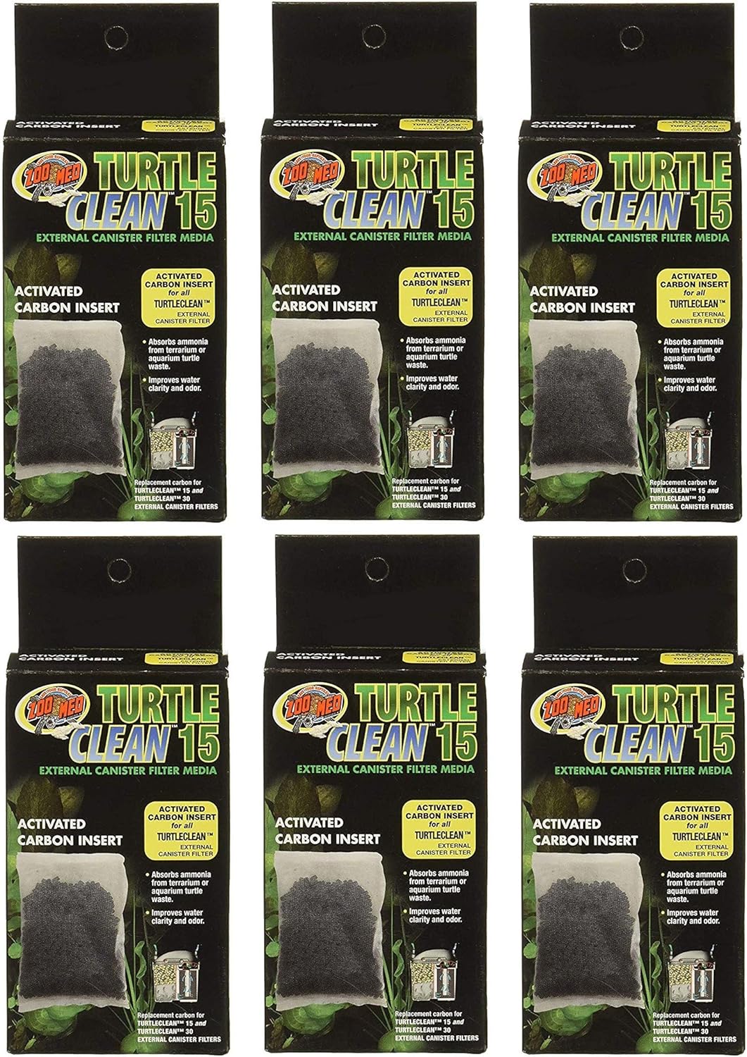 Zoo Med 6 Pack of Turtle Clean 15 Activated Carbon Inserts for All TurtleClean