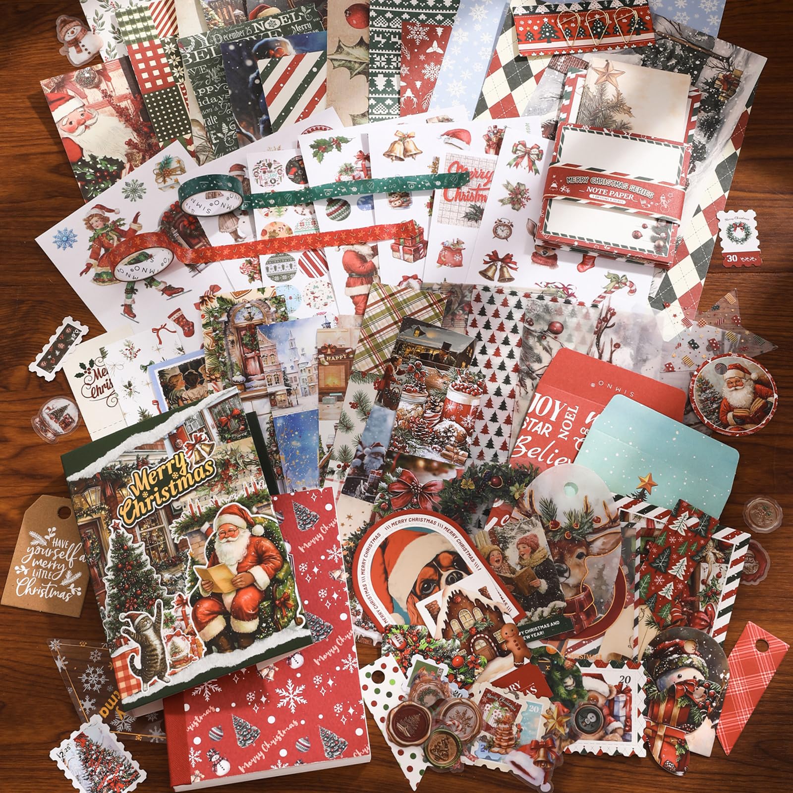 Aesthetic Scrapbook Accessory Set, Red Merry Christmas Aesthetic Bullet Junk Journal Kit with Journaling Accessories - Image 3