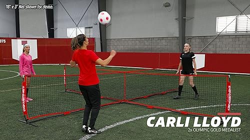 Miniatura 7 de PowerNet Red de tenis de fútbol de 4 vías, divertido equipo de juego y entrenamiento, juega en el parque o la playa, 2 tamaños