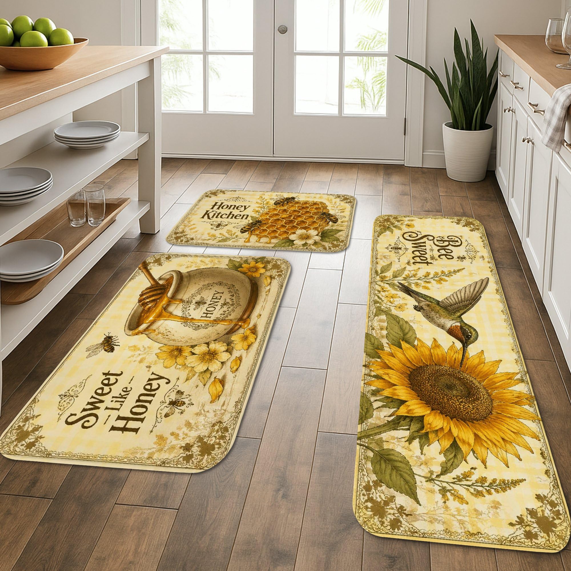 Tapis de cuisine confortable pour soulager les jambes devant l'évier, lot de 3 lavables