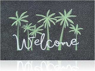 JJUUYOU Welcome Mat for Front Door Outdoor Indoor Palm Trees Doormat Farmhouse Durable Non-Slip Rubber Backing Mat for Outside Entry Housewarming Gift Floor Mat Inside Entrance Switch Mat-18"x28"