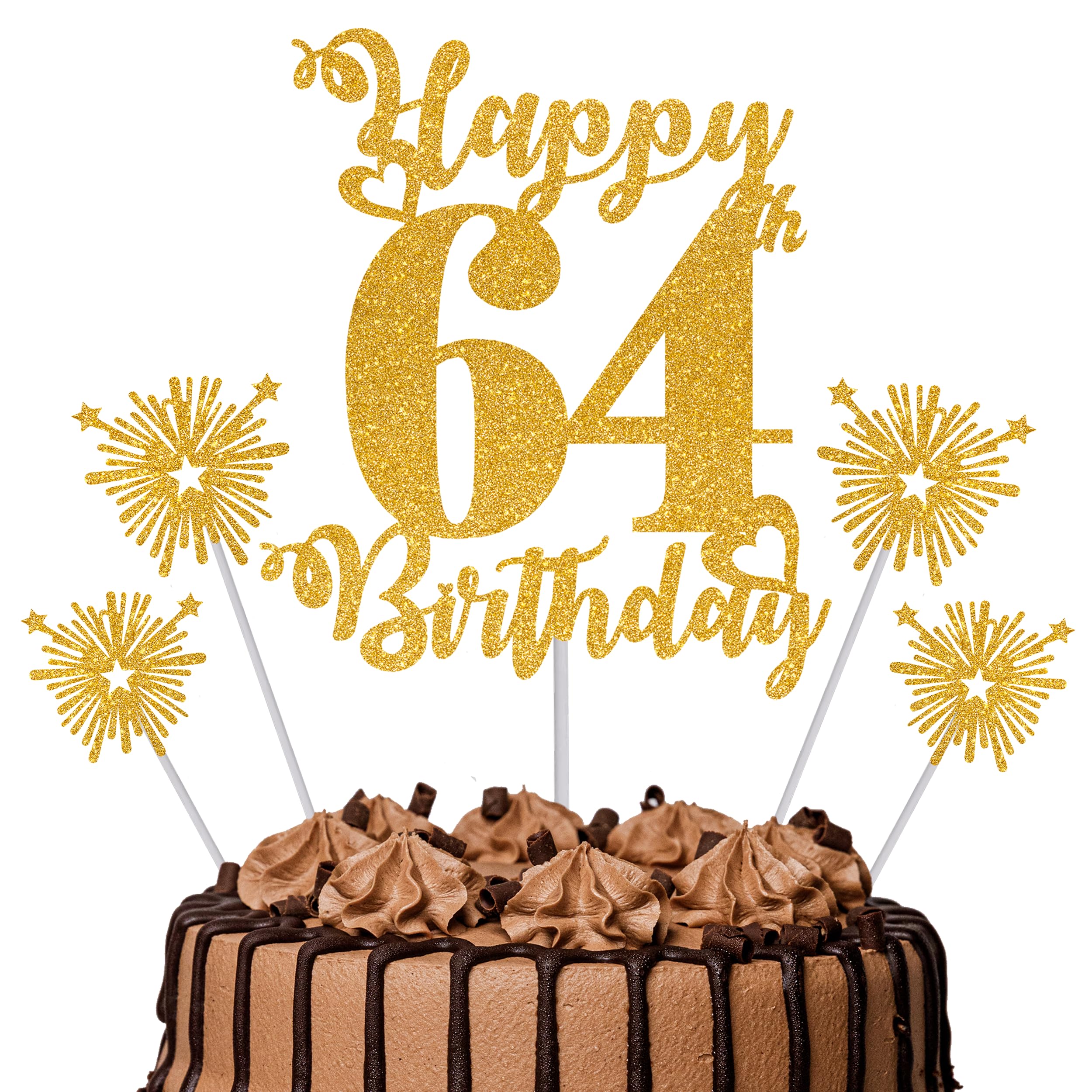 Gold Glitter 96th Birthday Cake Topper Set – 5 Piece Premium Glitter Birthday Decoration & Party Supplies for Men, Women & Kids – 96th Birthday — view 28