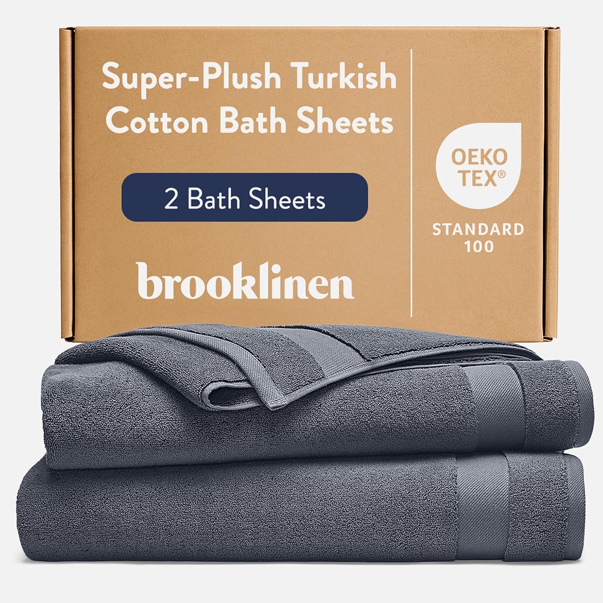 Brooklinen Sábanas de baño 100% algodón turco, juego de 2, gris pizarra