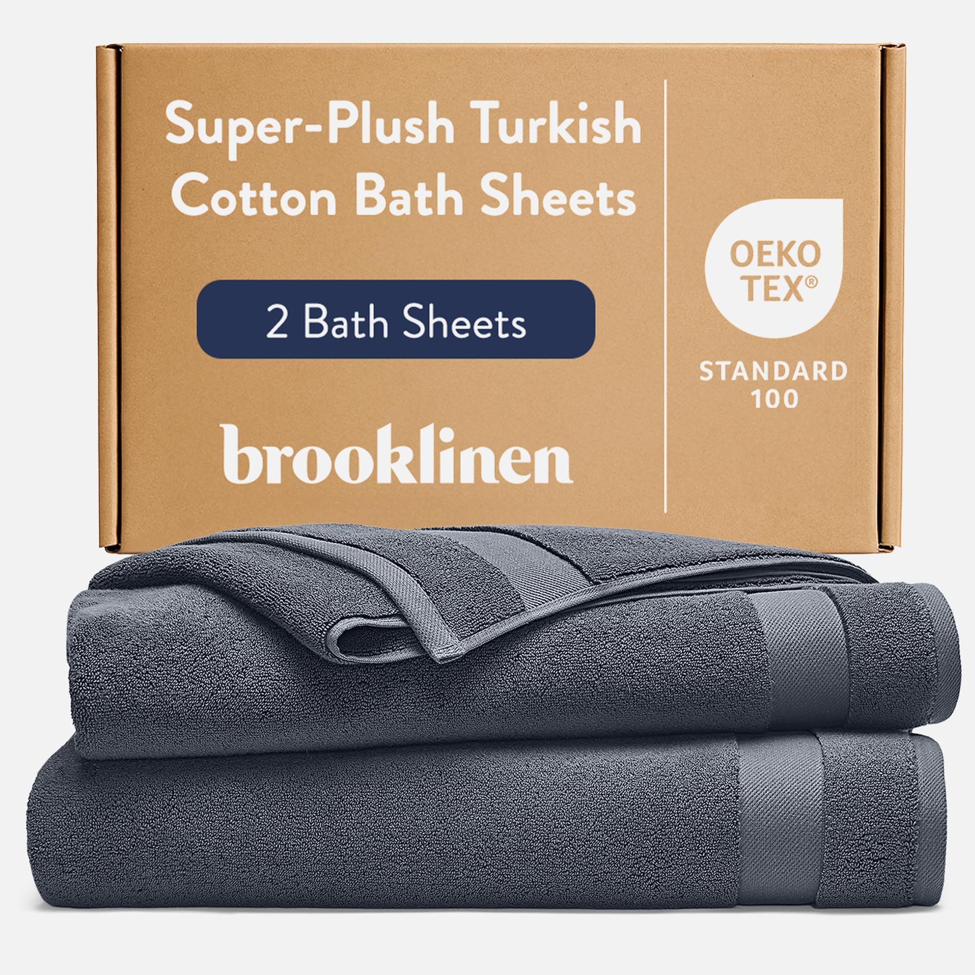 Super-Plush Turkish Cotton Bath Sheets - Set of 2 - Cotton, 820 GSM, Highly Absorbent, Machine Washable, Perfect for Home & Bathroom (40" x 65", Slate Grey)