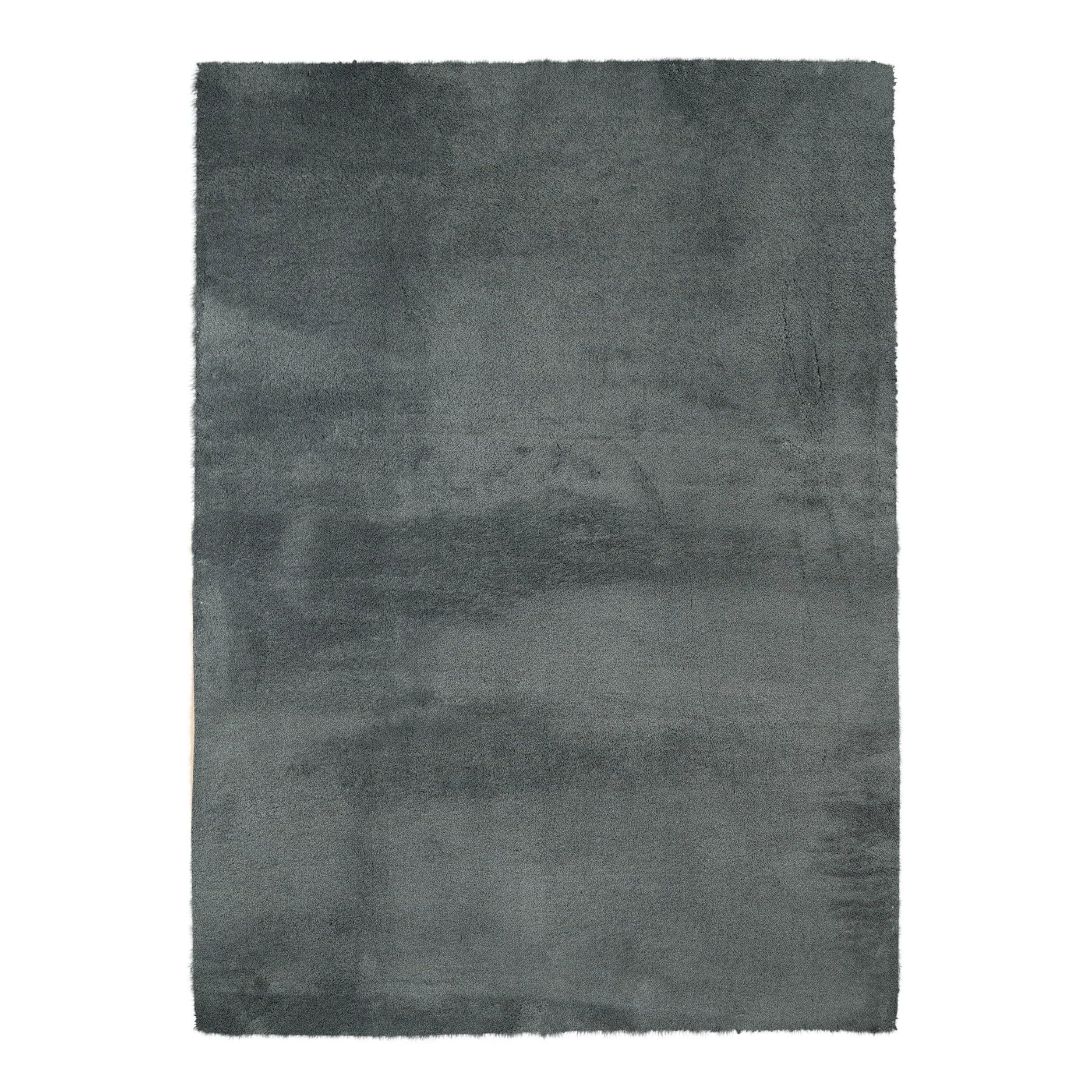Dywan 160 x 120 cm czarny Plush - sztuczne futro z krótkim włosiem - miękki do salonu, sypialni i pokoju dziecięcego