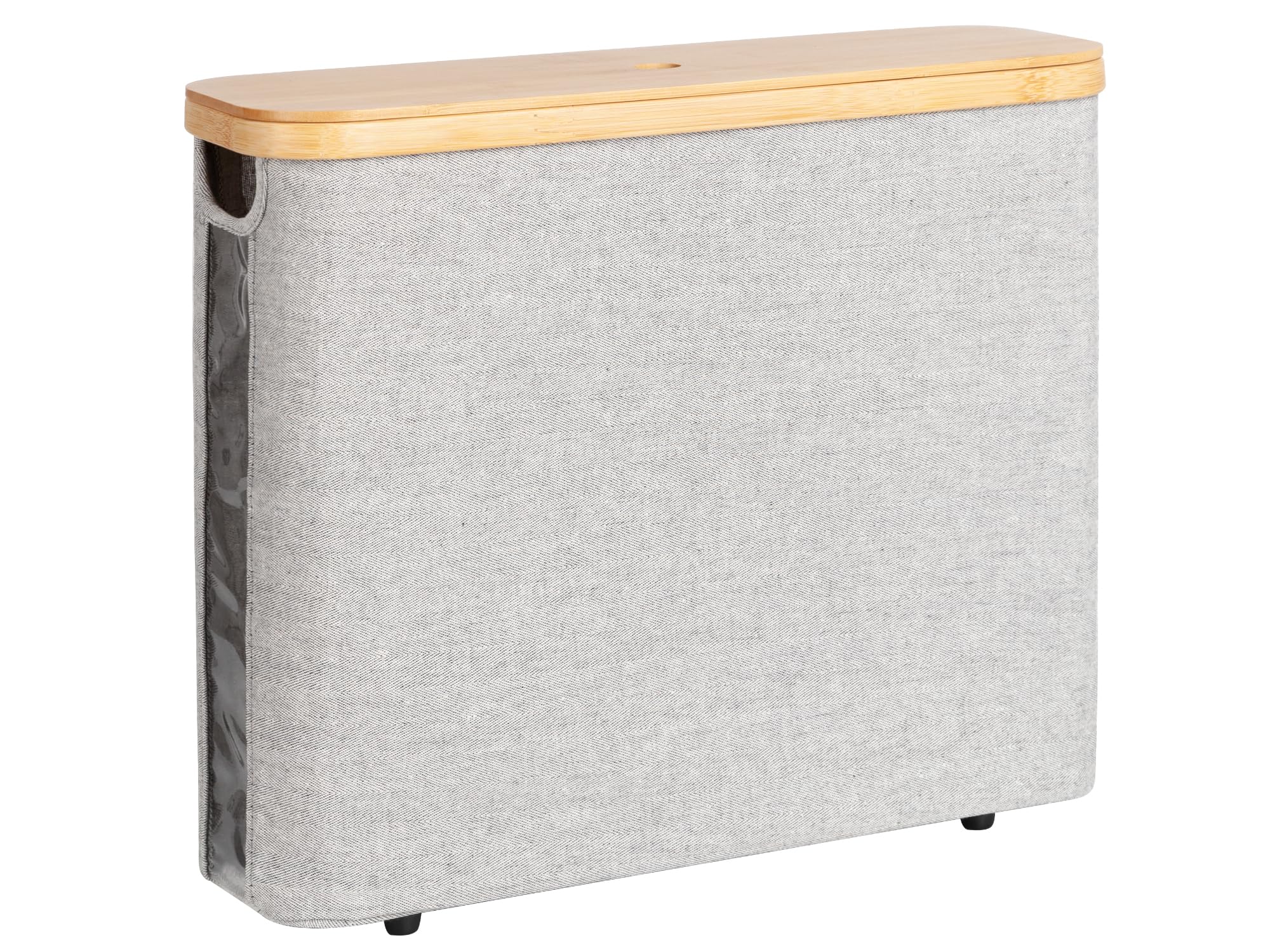 StorageWorks Toilet Paper Storage with Bamboo Lid, Toilet Paper Holder Basket for Up to 9 Mega or 12 Regular Size Rolls, Medium Paper Storage Baskets for Bathroom, Grey, 1 Pack