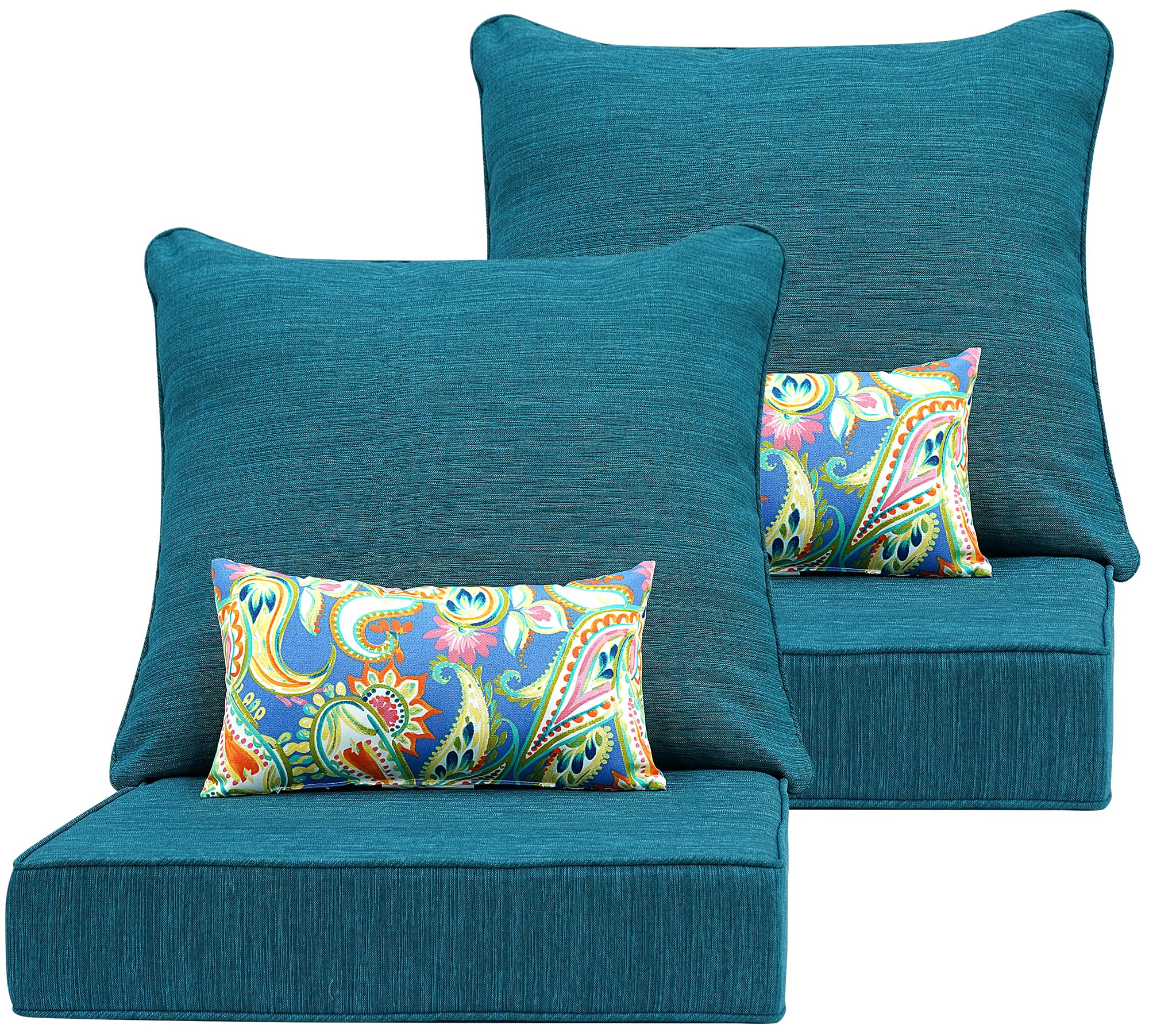 Outdoor Seat Cushion Set 24 x 24 Inch,Olefin Fabric Deep Seat Patio Cushions,Patio Furniture Cushions with Removable Cover,Rain-Proof and Fade