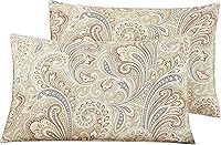 Vista 39 de WINLIFE Juego de 2 fundas de almohada 100% algodón con estampado floral de jardín (estándar 20 x 26 pulgadas, lila)