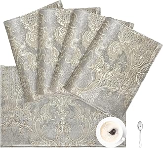 Placemats 30x45cm, Damask Table Mats for Dining Room/Restaurant/Banquet/Festival Decoration (Set of 4, Light Grey)
