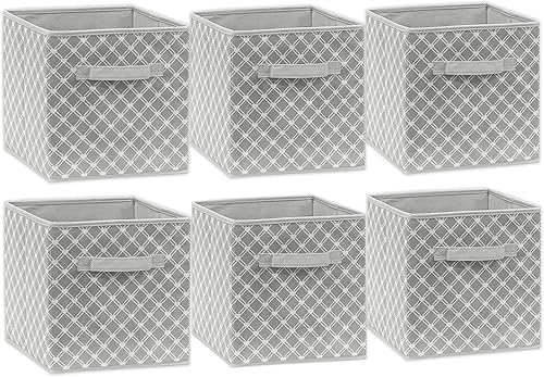 Miniatura 2 de Simple Houseware Cubo organizador de almacenamiento plegable de 11 pulgadas, gris geométrico, paquete de 6