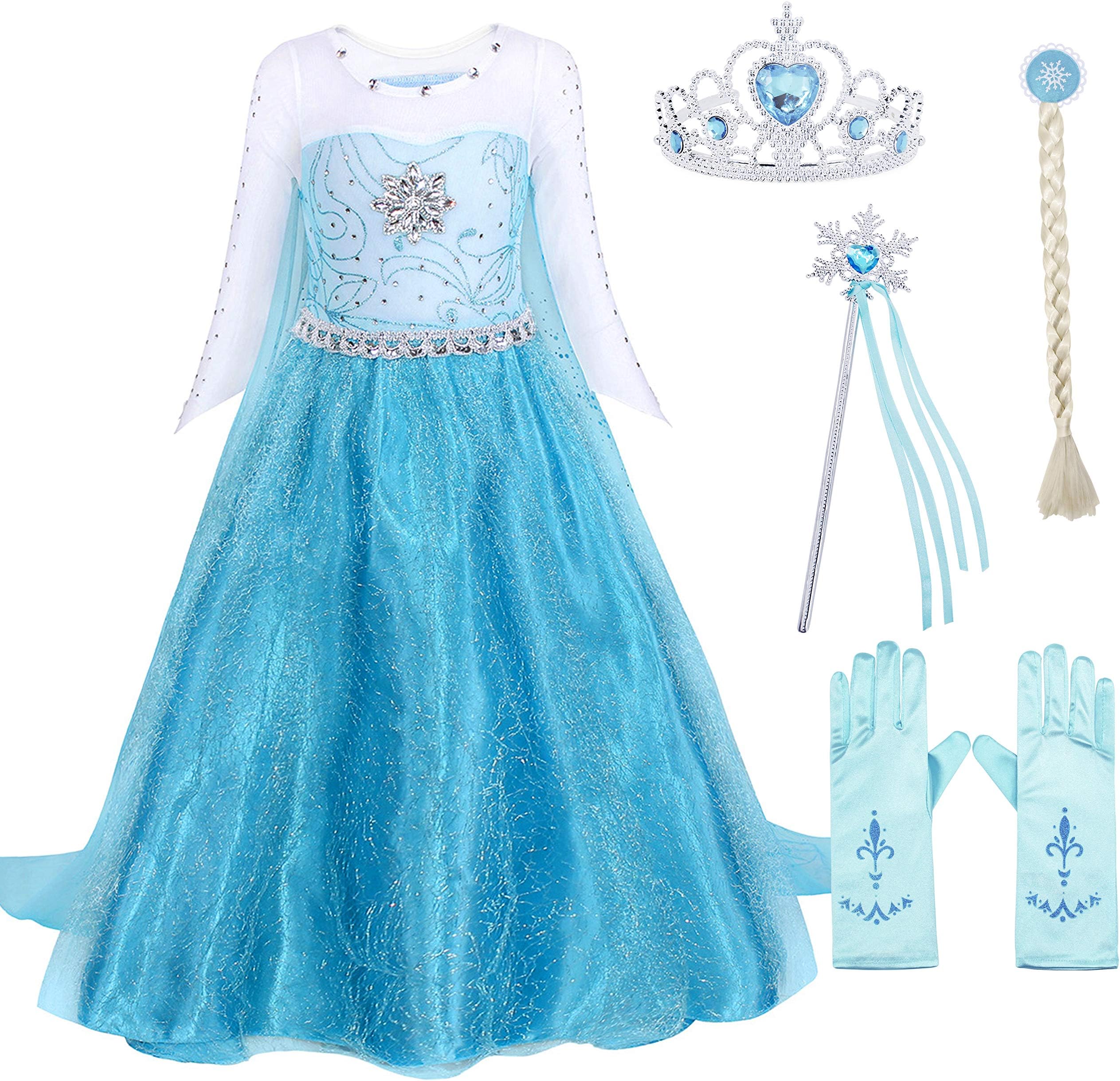 AmzBarley Princess Costumes Girls Dress for Toddler Children Birthday Party Halloween Christmas Cosplay Outfits Adventure Clothes Long Sleeves 2-10 Y