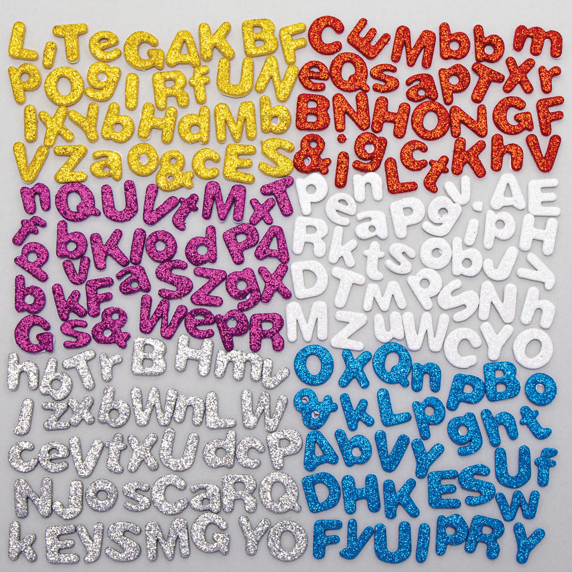 Baker RossPJ134 Red White and Blue Glitter Letter Sticker - Pack of 870, Self Adhesive Foam Stickers for Kids