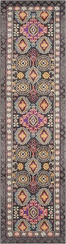 Miniatura 3 de SAFAVIEH Colección Monaco - Alfombra para pasillo, 2.2 x 6 pies, color marrón y multicolor, diseño tribal rústico bohemio, no desprende pelusa y de