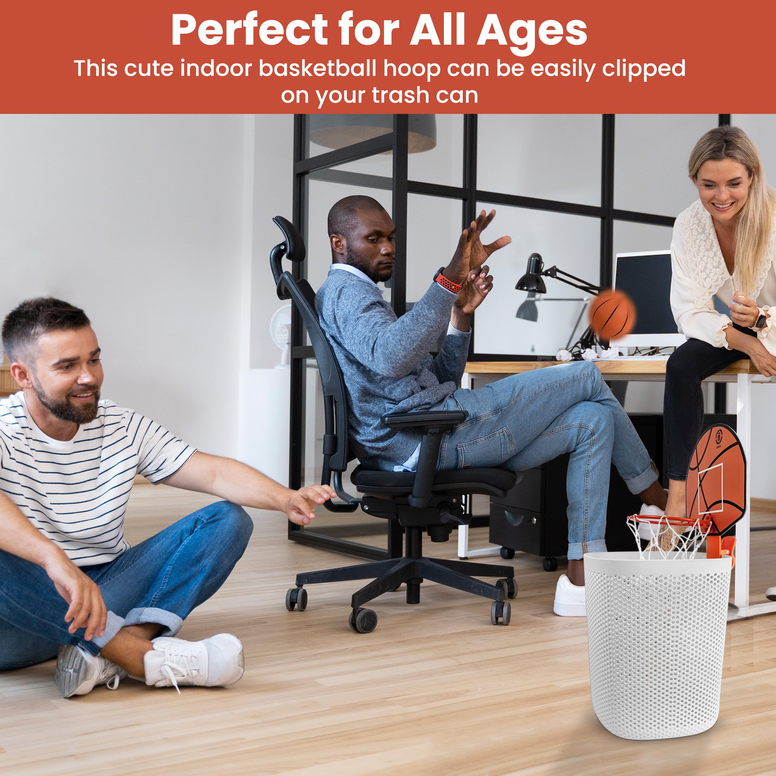 AirFico Basketball Trash Can Complete Set – Fun Indoor Office Basketball Hoop, Perfect Basketball Mini Hoop Trash Can, Trash Can Basketball Hoop and Unique Birthday Gifts