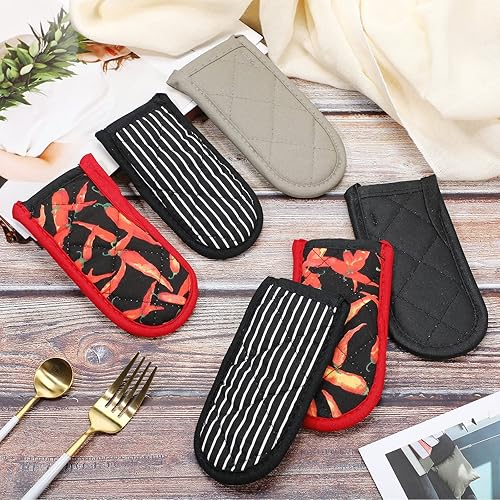 Miniatura 6 de 8 fundas para mango de cacerola, resistente al calor, agarre antideslizante, soporte para olla, lavable a máquina, funda de mango de hierro fundido,