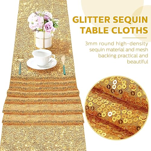 Miniatura 3 de 6 caminos de mesa rectangulares de lentejuelas de 12 x 108 pulgadas con purpurina para Navidad, Año Nuevo, cumpleaños, bodas, fiestas