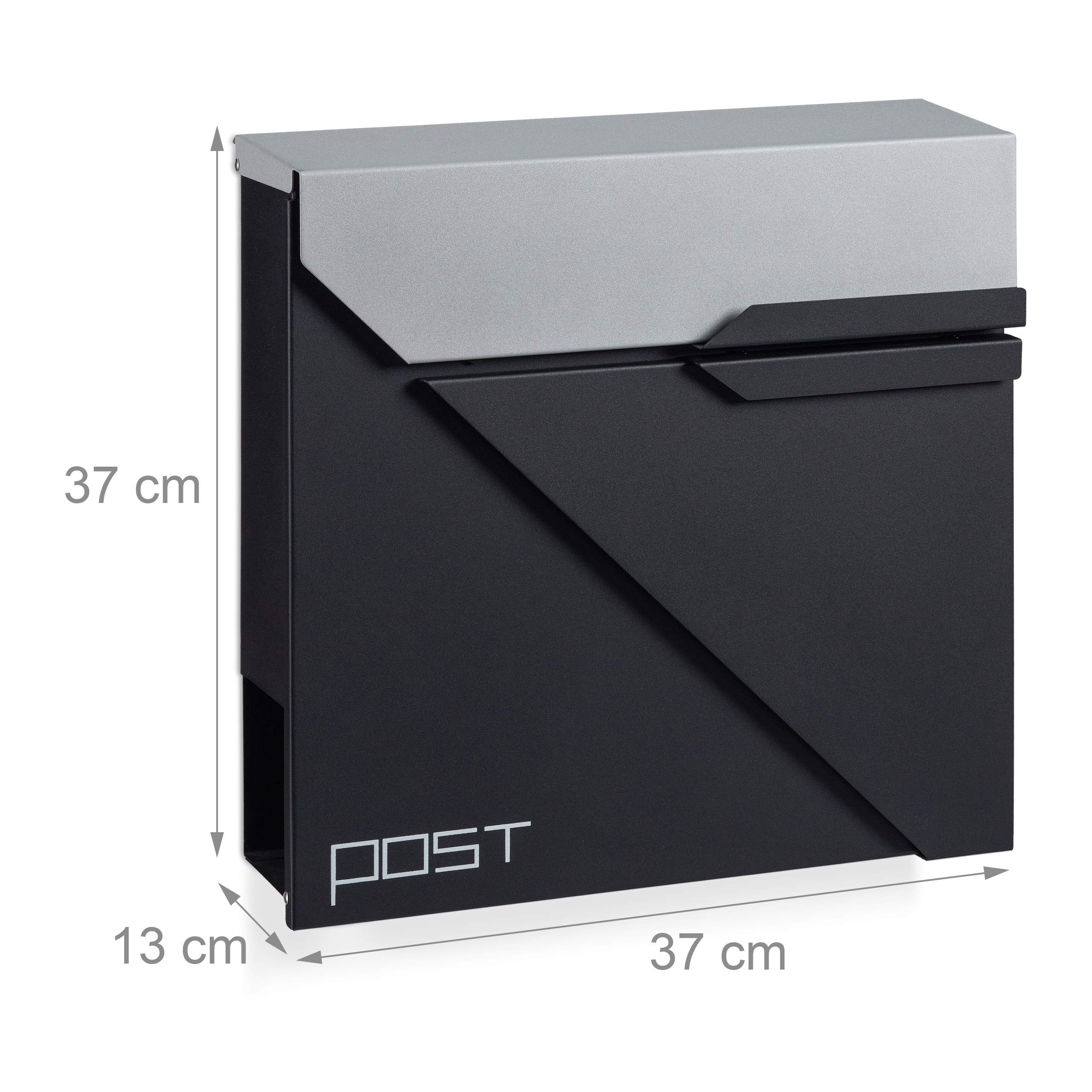 Cassetta Postale Moderna In Acciaio Inox - Con Portagiornali, Vetro Smerigliato, Formato A4, Argento