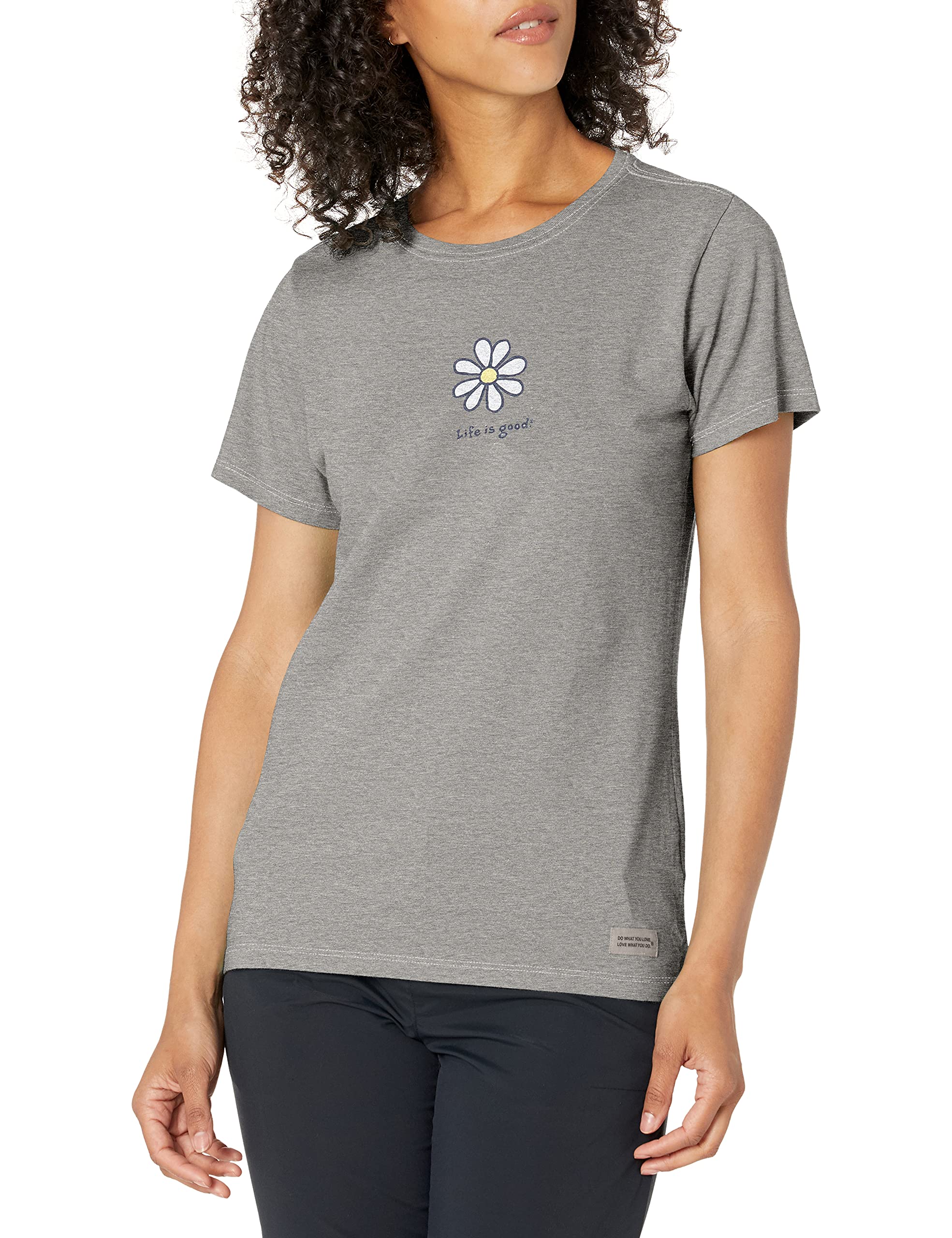 Life is Good. Womens Crusher Tee Lig Daisy, Happy Pink, Heather Gray, XXL