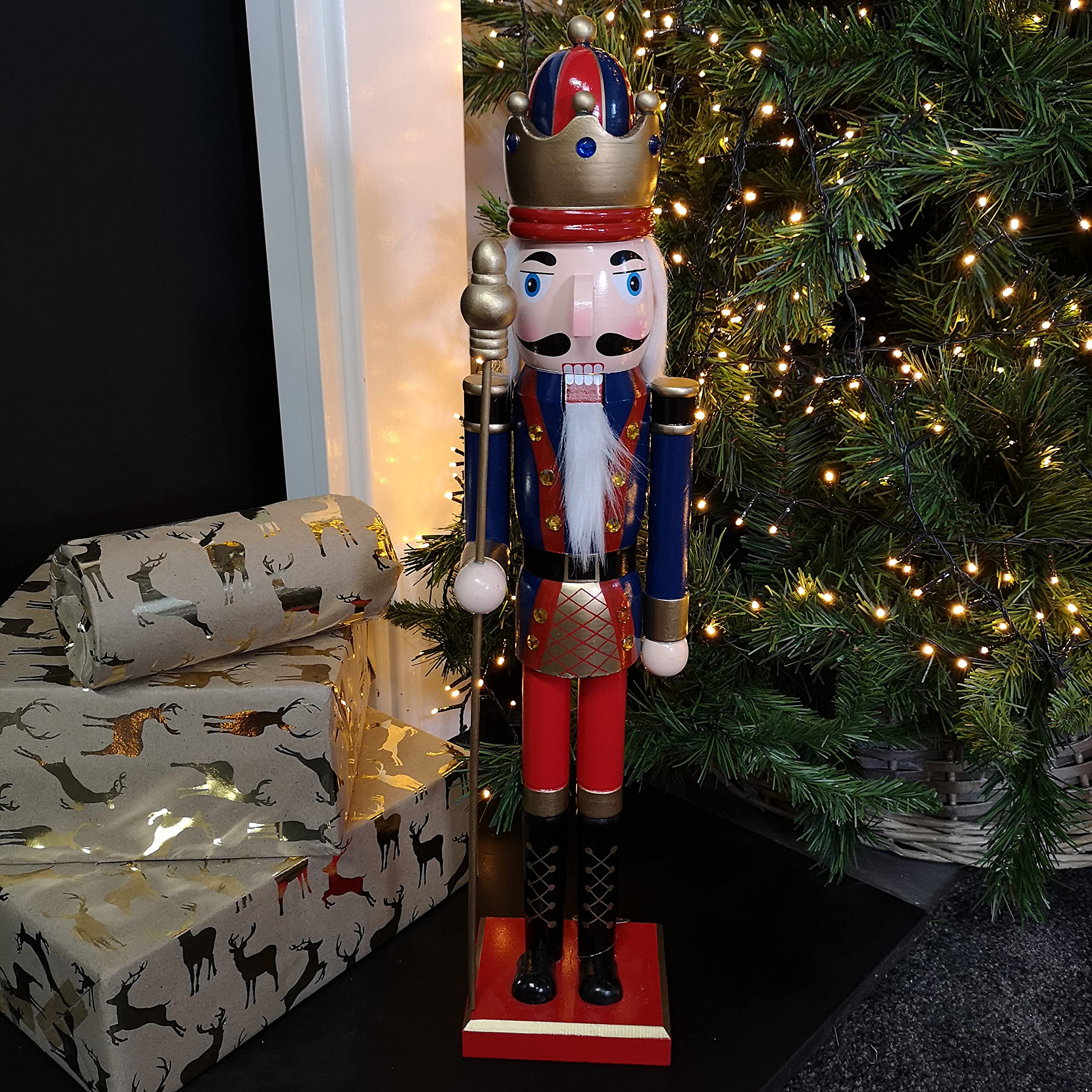 Samuel Alexander Blue,Red 60Cm Traditional Wooden Christmas Nutcracker Soldier Decoration With Blue Body