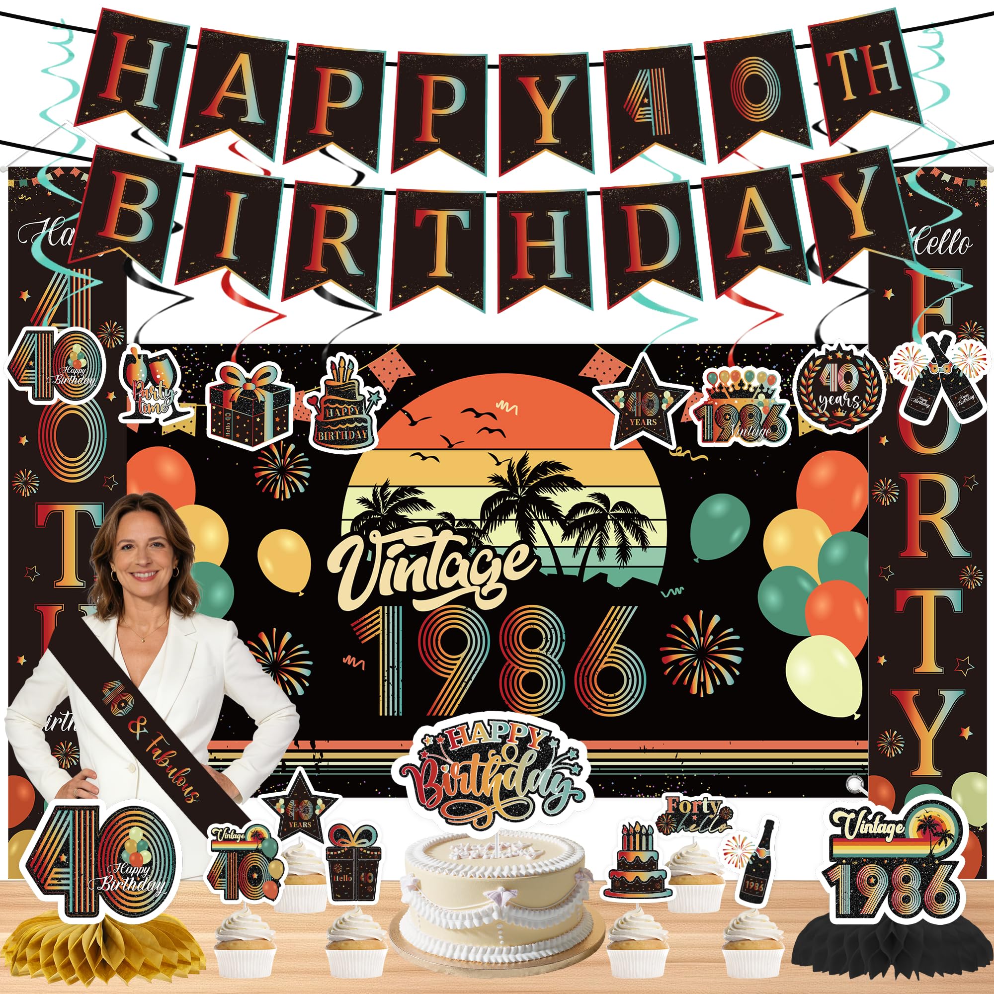 40th Birthday Decorations for Men Women