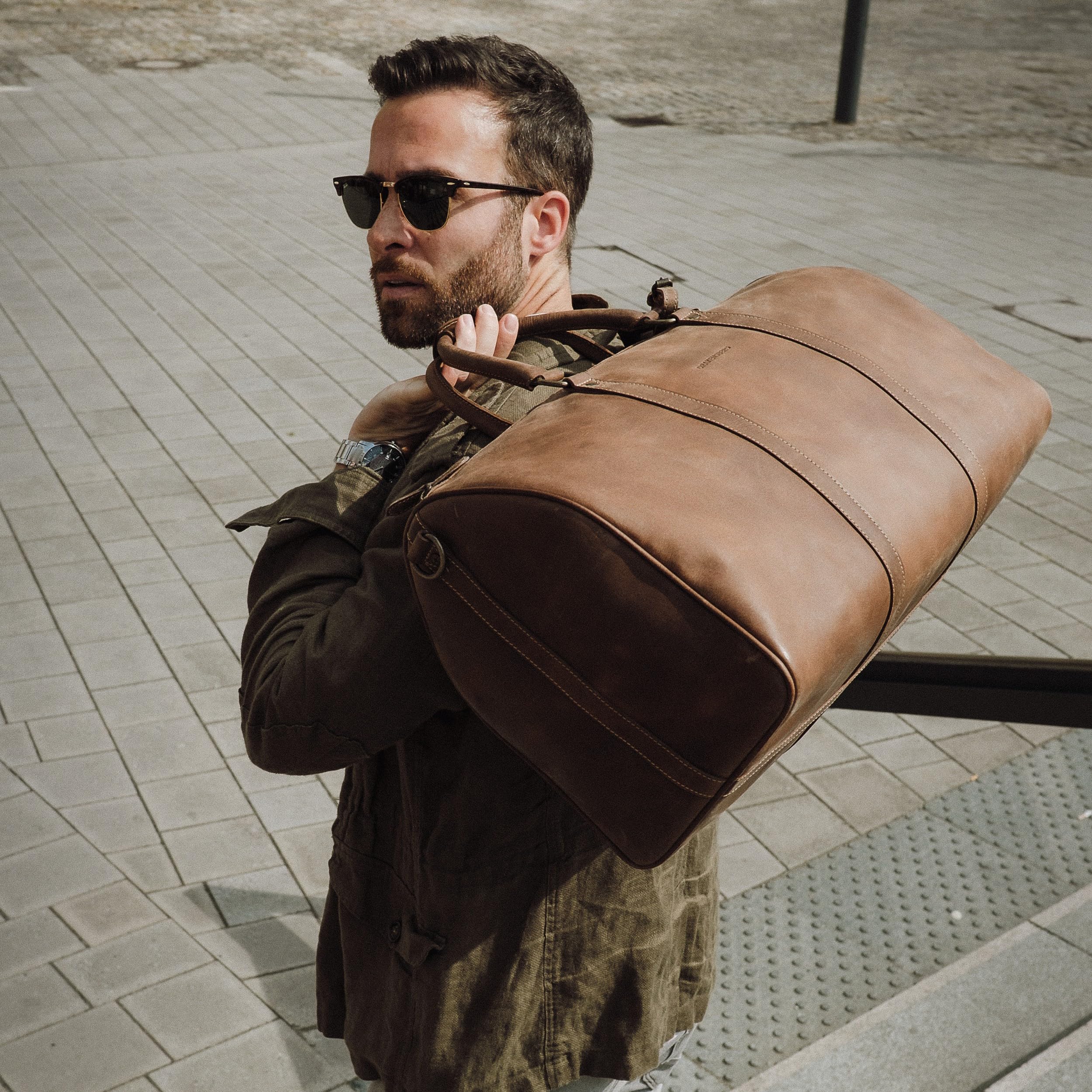 DRAKENSBERG Weekender 'John' - elegancka skórzana torba podróżna dla kobiet i mężczyzn, nadaje się do bagażu podręcznego, 40 l