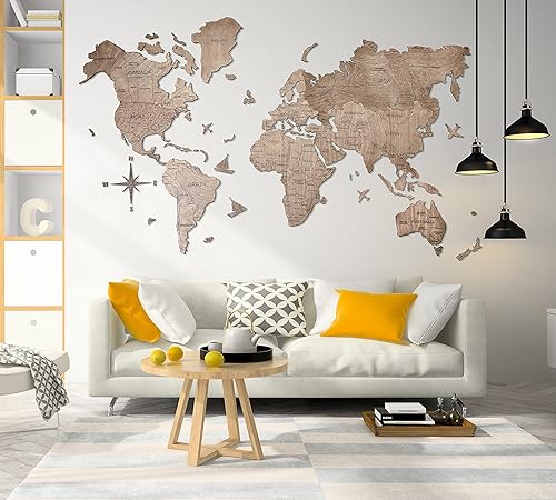 Miniatura 52 de Enjoy The Wood 3D Wood World Map Wall Art Large Wall Décor - World Travel Map - Any Occasion Gift Idea - Wall Art for Home & Kitchen or Office