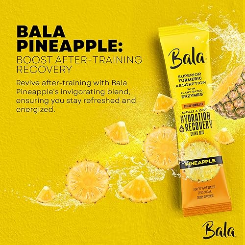 Miniatura 3 de Bala Mezcla de hidratación enzimática y bebida sin azúcar, cúrcuma, bromelina, papaína, inmunidad, movilidad, piña, 0.25 onzas (30 unidades)