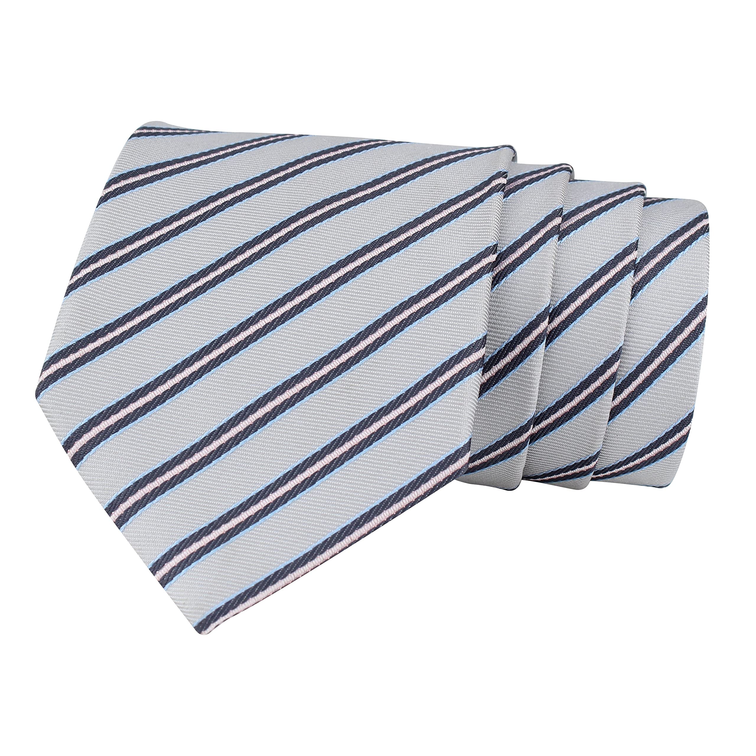 kovove Kavove The Striped Delight Grey Necktie For Men-picture-0