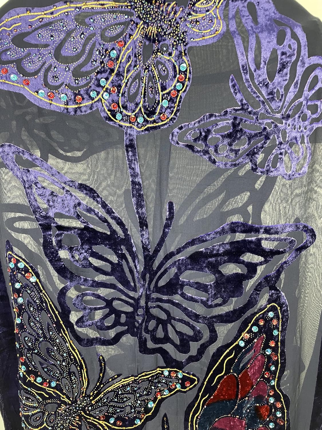 Peacock Velvet Shawl with Fringe Beaded Shawl for Women Peacock scarf Handmade Beading Indian Wraps for wome Tassel