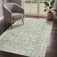 GENIMO Vintage Rug Living Room 120x170cm, Boho Area Rugs Washable, Non-Slip Carpet, Low Pile, Non-Shedding, Traditional Oriental Printed Design, Dining Room, Office, Bedroom, Kitchen, Lounge, Indoor