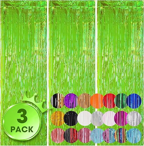 Miniatura 49 de Cortinas de fondo de flecos de papel de aluminio para fiestas, 3 piezas, 39.6 x 98.4 pulgadas, azul retro 48 Retro Azul,03 Rosa,04 Rosa