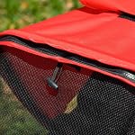 PawHut Pet Poussette pour petits chiens, 3 Roues en caoutchouc Pet Jogger, Poussette pour chien tout-terrain pliable, Canopée réglable, Porte de fenêtre en maille zippée, Panier de rangement, Rouge