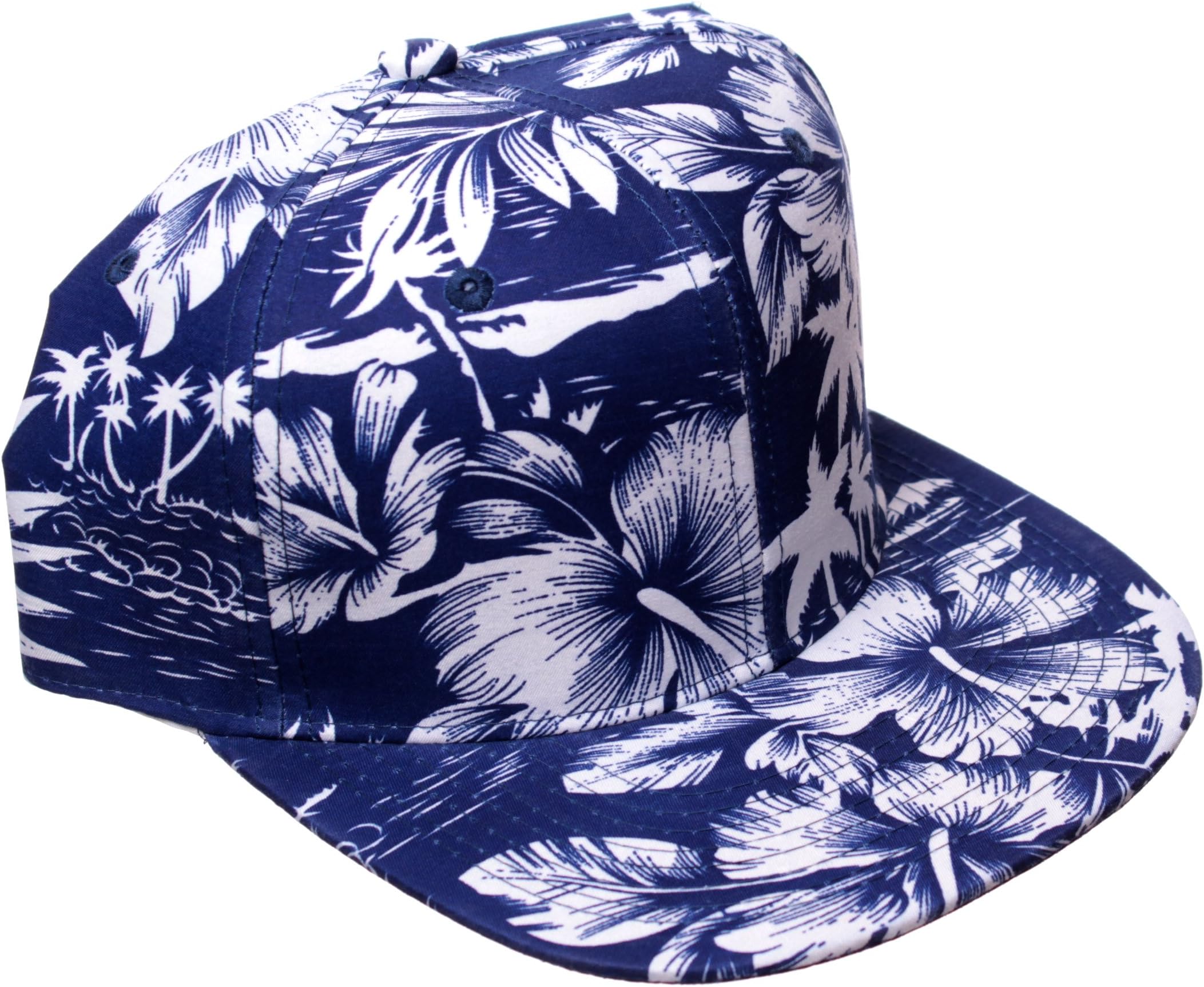Blue Silhouette Hawaiian Print Floral Snapback