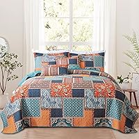 Vista 57 de VAPUTAR Juego de ropa de cama tamaño Queen – 3 piezas, edredón bohemio, colcha reversible ligera para dormitorio de granja (floral)
