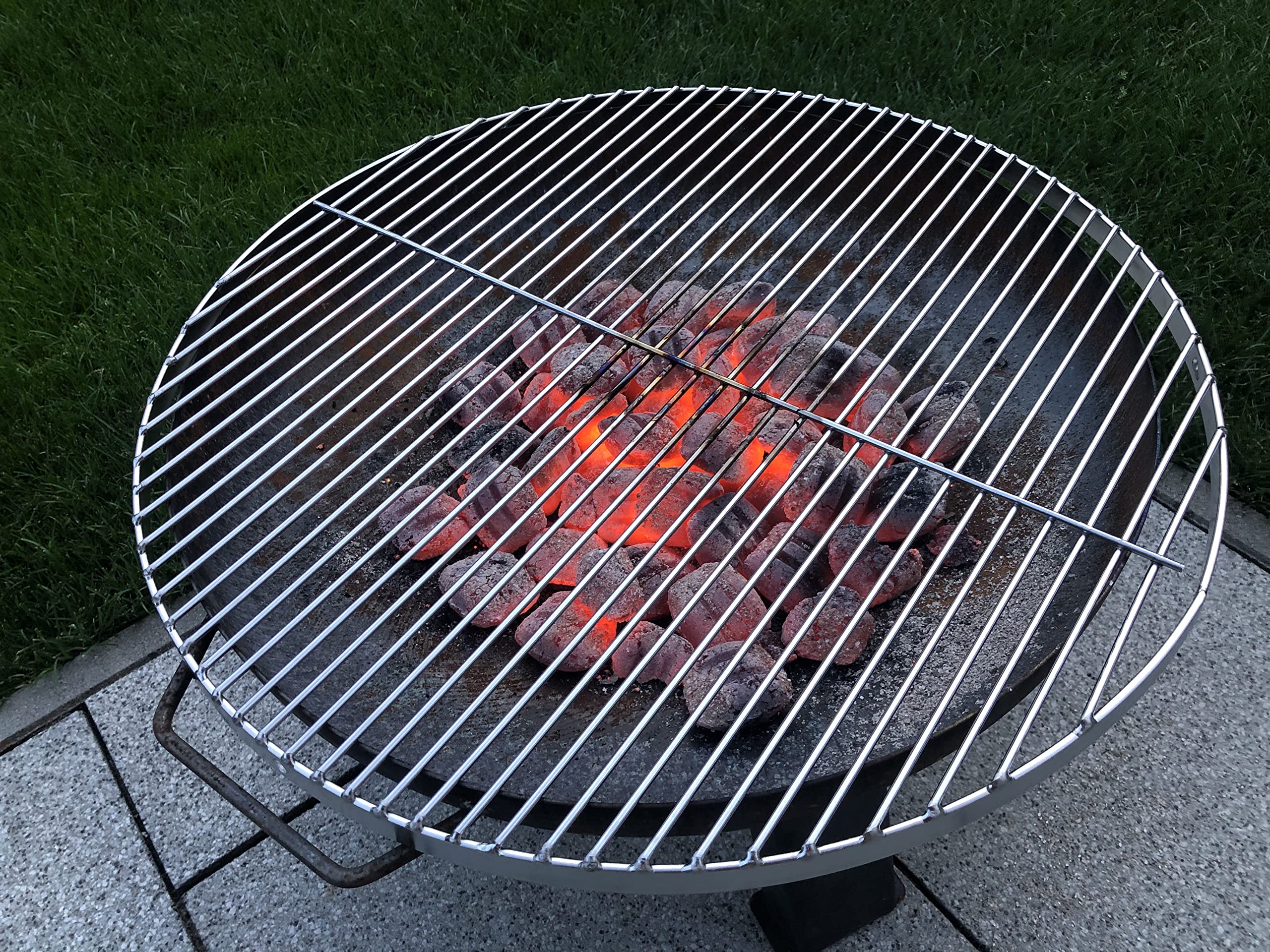 Edelstahl Grillrost Rund 60 cm 304 mit Aufhängungsbohrungen für Weber Kugelgrill 57cm
