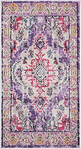 Miniatura 319 de Safavieh Tapete de área grande, colección Monaco, 11 pies x 15 pies, azul marino y celeste, diseño desgastado de medallón, no desprende pelusa