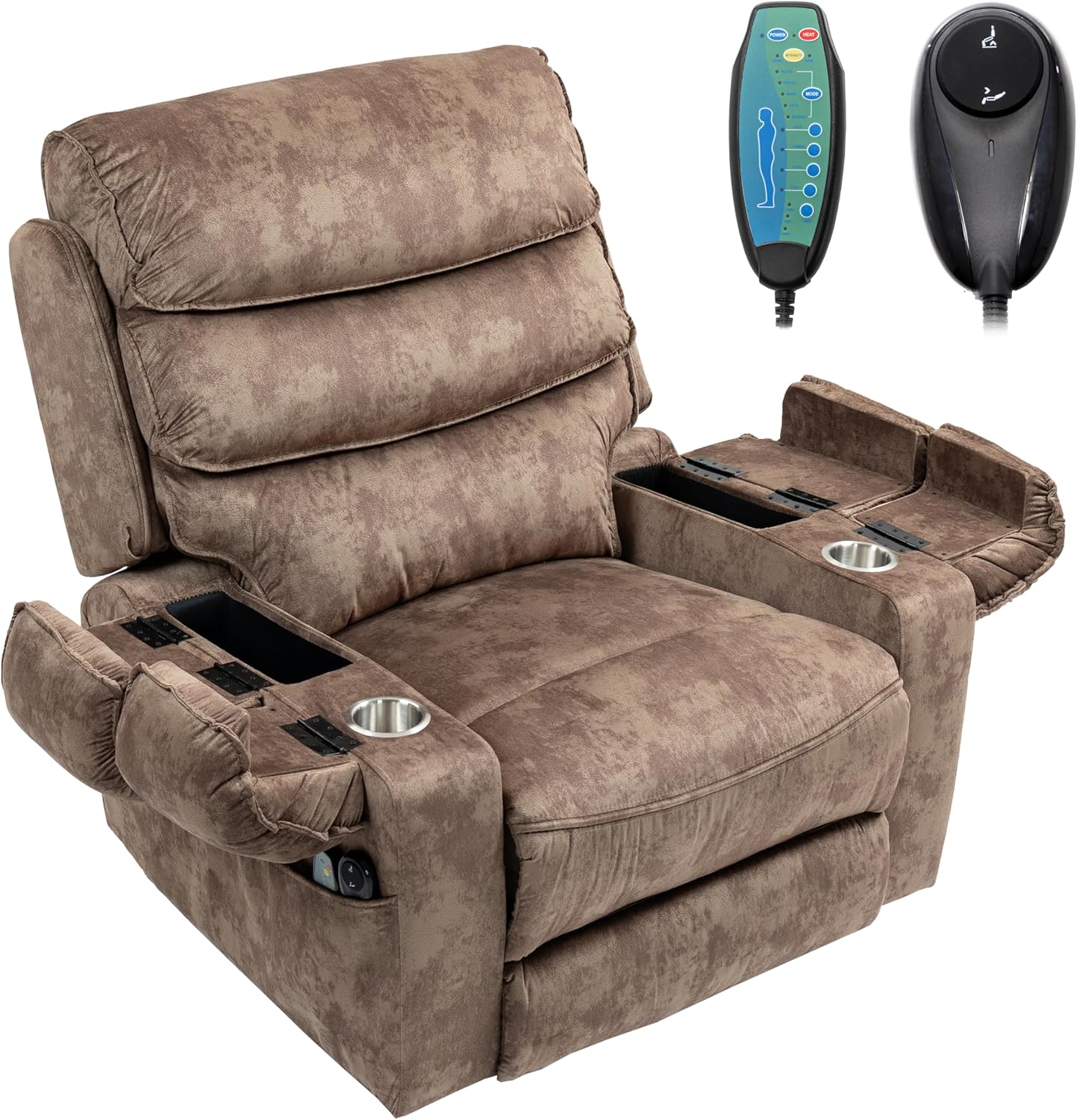 JIKFRIMA 27in Extra Wide Power Lift Recliner Chair for Big Tall with Extended Footrest Heat Massage, Oversized Electric Lift Recliner Chairs for Adults Elderly Seniors, Arm Storage & Cup Holders