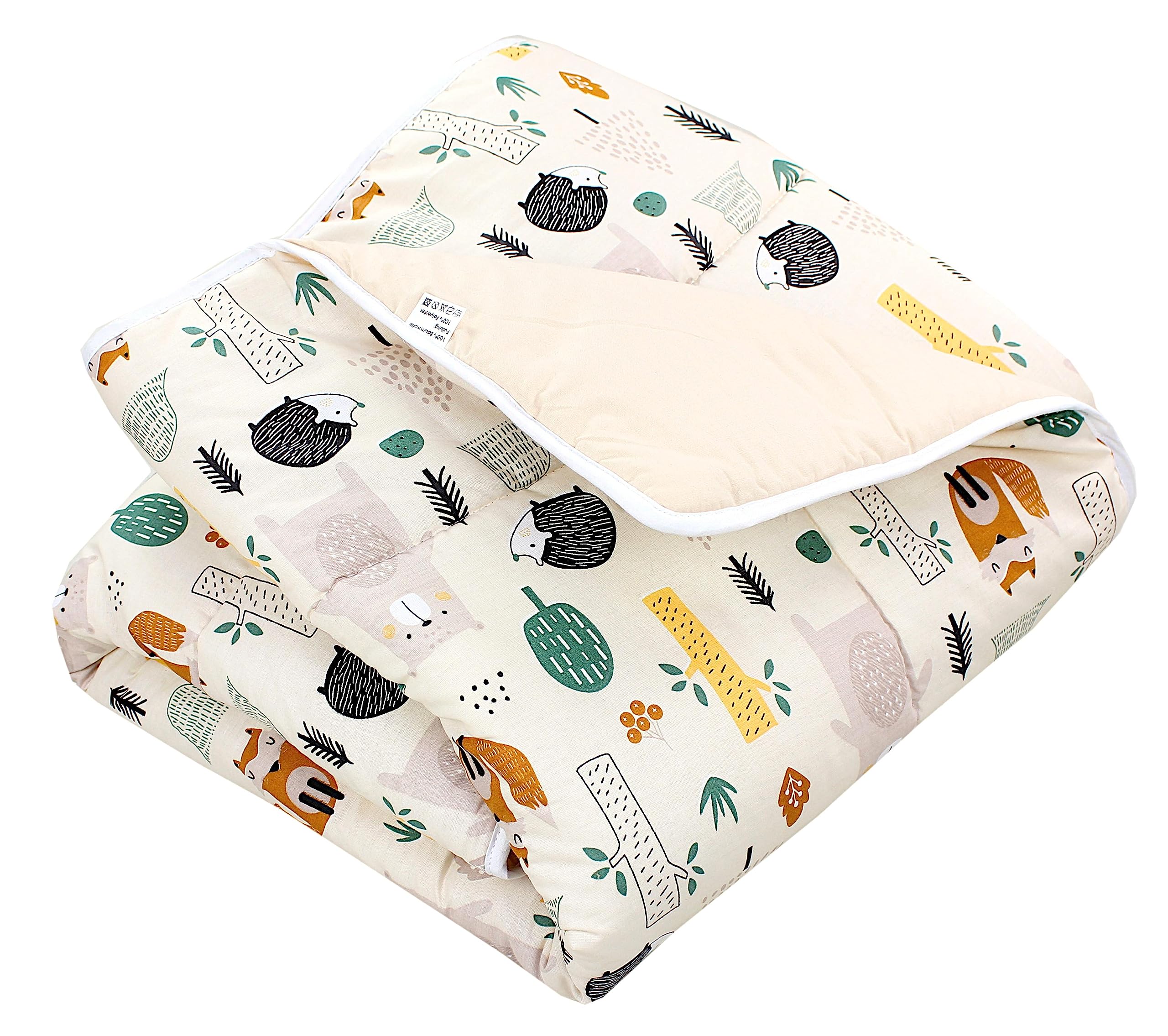 TupTam Baby Play Mat Manta para Niños Pequeños 120 x 120 cm Manta de Juego Grande para Niños Acolchada XXL, Bosque/Beige