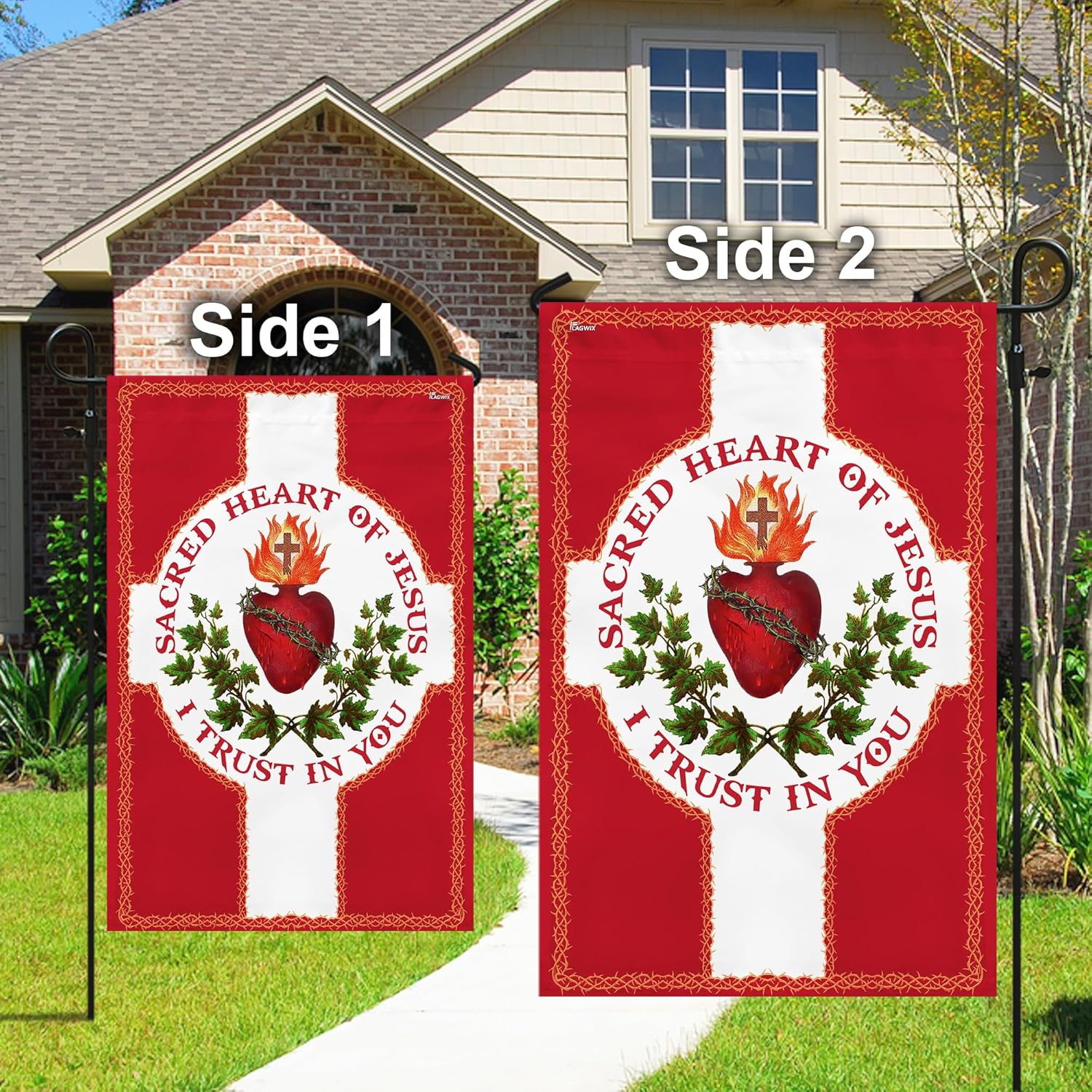 FLAGWIX Christian Flag - Garden Flags for Outside 11.5" x 17.5" - Christian Gifts for Women Men, Religious Gifts for Women Mom Dad, Christian Flags for Home Garden Decor, Outside Decorations for Yard