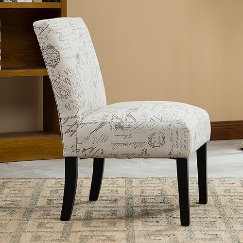 Miniatura 3 de Roundhill Furniture Silla destacada contemporánea sin brazos de tela con estampa de cartas en inglés, Botticelli, única