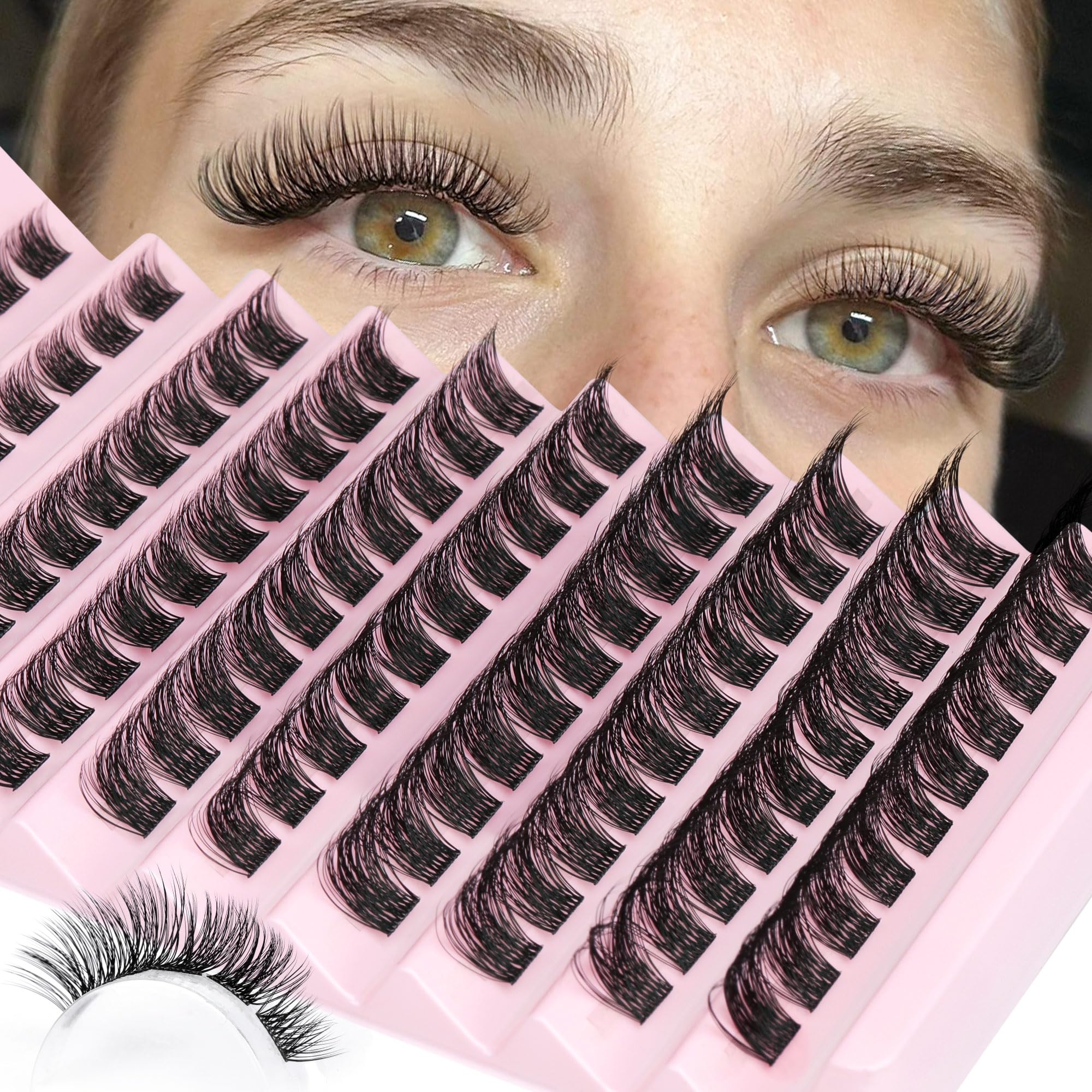 FocipeysaLash Clusters DIY Individual Eyelash Extensions 110 Lashes C D Curl Volume Wispy Cluster at Home by (8mm-16mm Mixed), Brown, A04 8mm-16mm