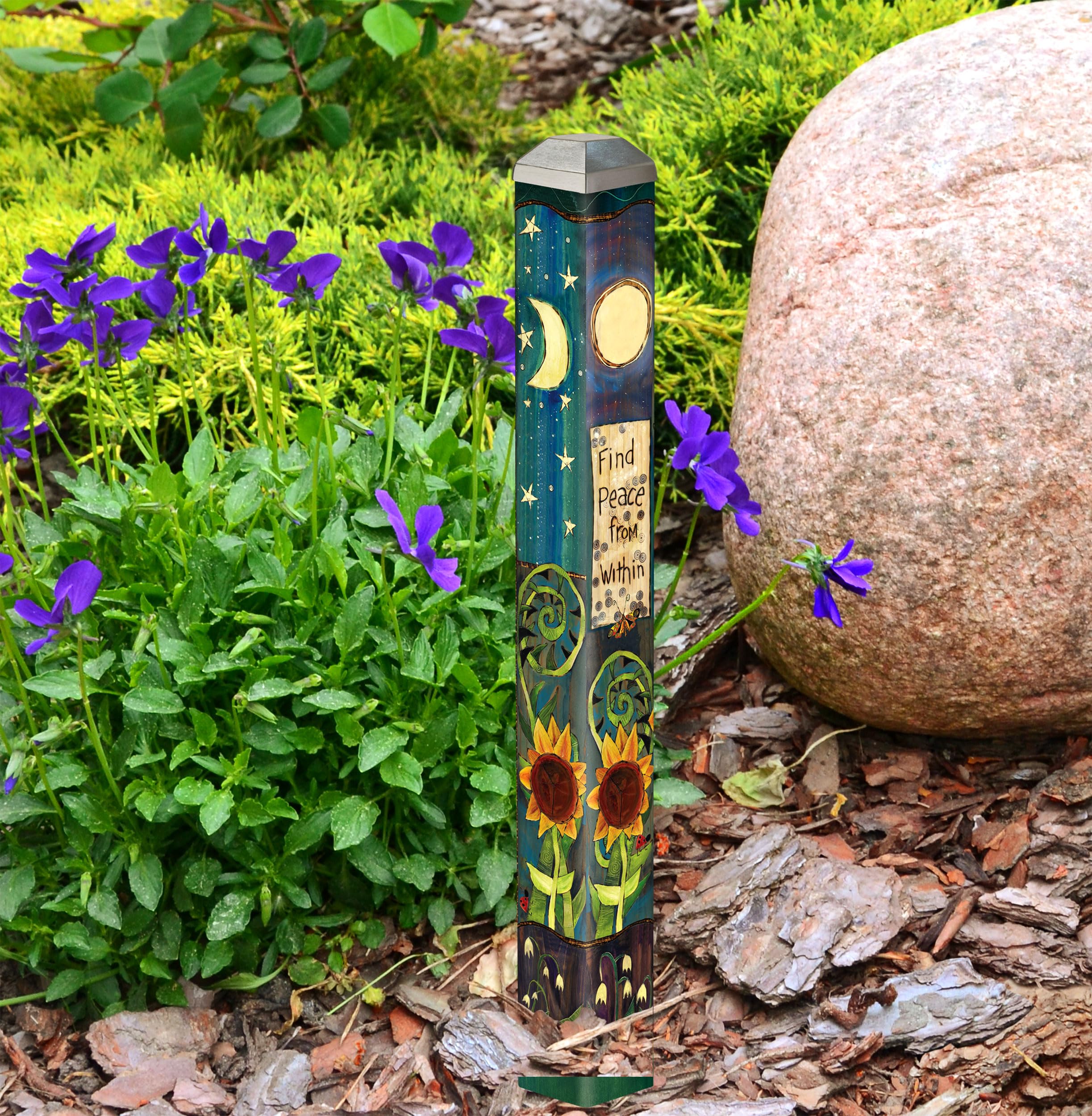 Studio M Kunststange – Wetterfeste PVC-Stange Mit Vinyl-Druck, 25,4 Cm, Garten-Deko, Denim-Garten