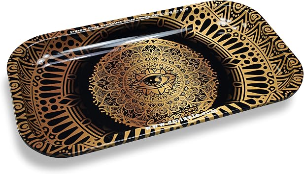 Smizzle Medium Rolling Tray - All Seeing Eye Gold-Black/Gold 10.75 x 6.25