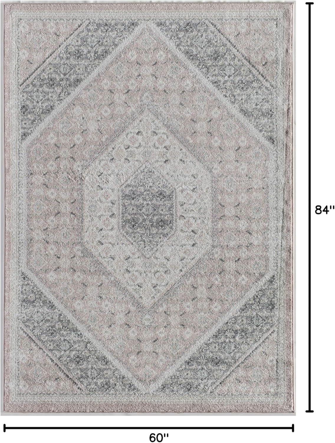 Elegant Gray Synthetic 5' x 7' Easy-Care Area Rug